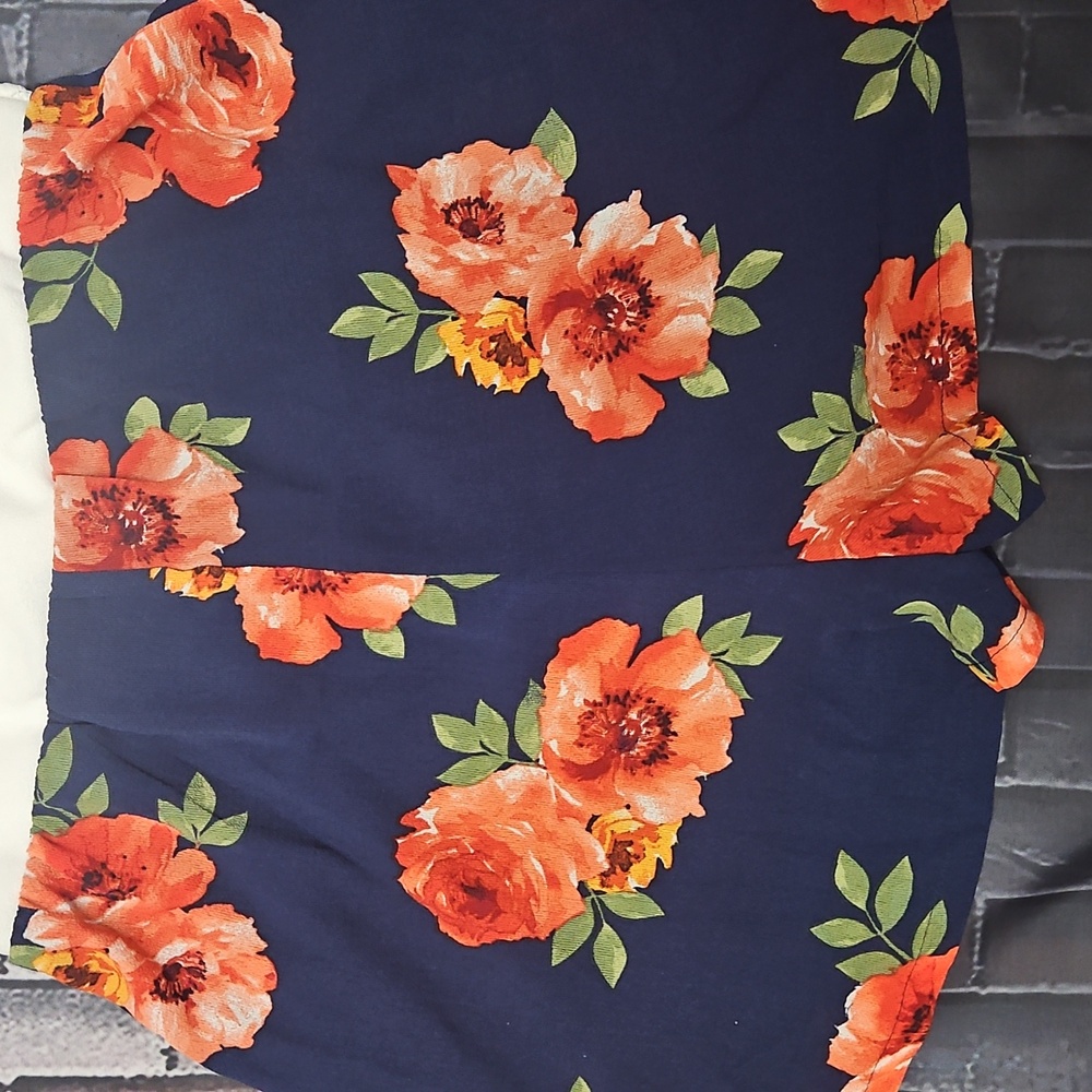 O’Delilah Floral Lace Cami Romper Navy Blue Orange White S NWT - Picture 6 of 8